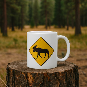Mug Panneau de signalisation de traversée d'orignal Sé