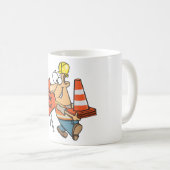 Mug Panneau de signalisation drôle de travailleur du b (Devant droit)