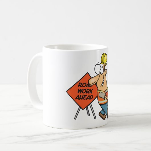 Mug Panneau de signalisation drôle de travailleur du b (Devant gauche)