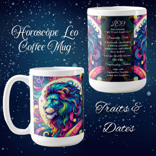 Mug Panneau Horoscope Leo info Art Lion coloré