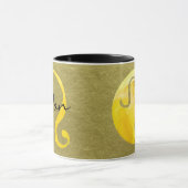 Mug Panneau Jaune Zodiac Leo sur Arrière - plan Or (Centre)