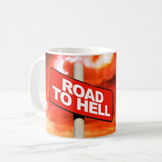 Mug Panneau Route vers l'enfer (Devant gauche)