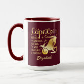 Mug Panneau zippé Capricorne personnalisé Gold Maroon (Gauche)