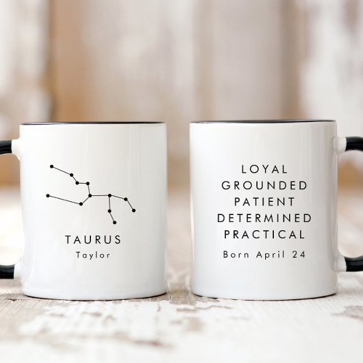 Mug Panneau Zodiaque minimaliste Taurus personnalisé