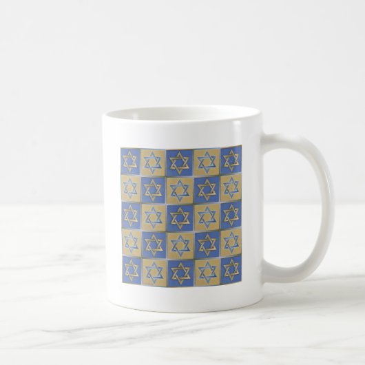 Mug Panneaux d'art étoile de David bleu or (Droite)