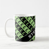 Mug Panneaux de livre noir et vert (£) Motif rayé (Gauche)