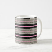 Mug Panneaux en dentelle noir et blanc avec rose (Devant droit)