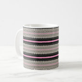 Mug Panneaux en dentelle noir et blanc avec rose (Devant gauche)