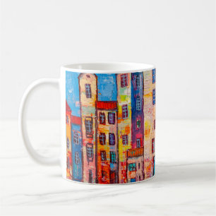 Mug Panorama de rue avec maisons colorées. Impression