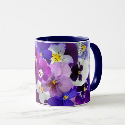 Mug Pansies Colorées, Jolies Fleurs, (Devant droit)