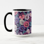 Mug Pansies colorées sur violet profond (Gauche)