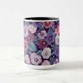 Mug Pansies colorées sur violet profond (Centre)