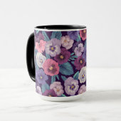 Mug Pansies colorées sur violet profond (Devant gauche)