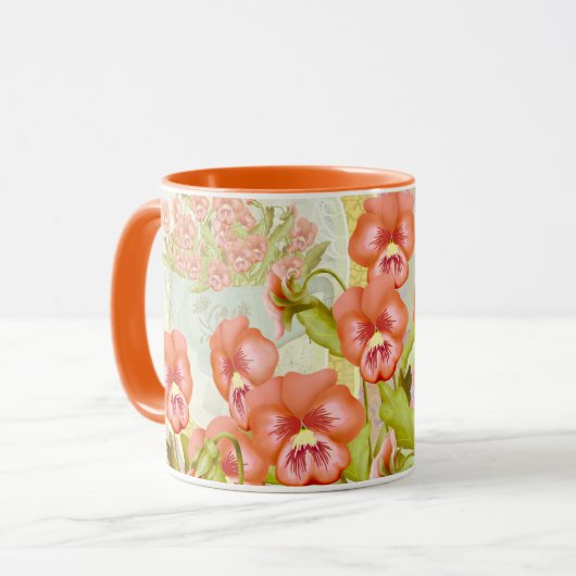 Mug Pansies dans un bol (Devant gauche)