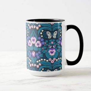 Mug Pansies, oiseaux et papillons