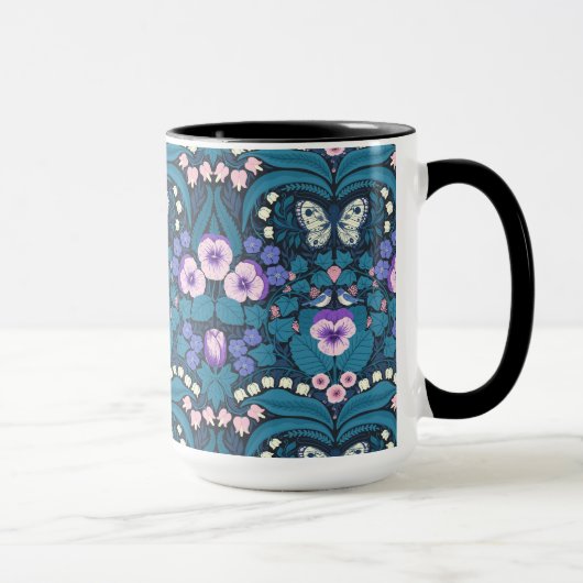 Mug Pansies, oiseaux et papillons (Droite)