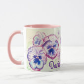 Mug Pansies Pansy Fleur violette Fleur Floral Pink Mèr (Gauche)