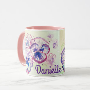 Mug Pansies Pansy Fleur violette Fleur Floral Pink Mèr