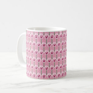 Mug Pansies rose coquille - motif de papier peint rétr