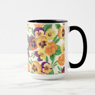 Mug Pansies sur blanc cassé