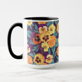 Mug Pansies sur violet de prune (Gauche)