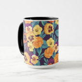 Mug Pansies sur violet de prune (Devant gauche)