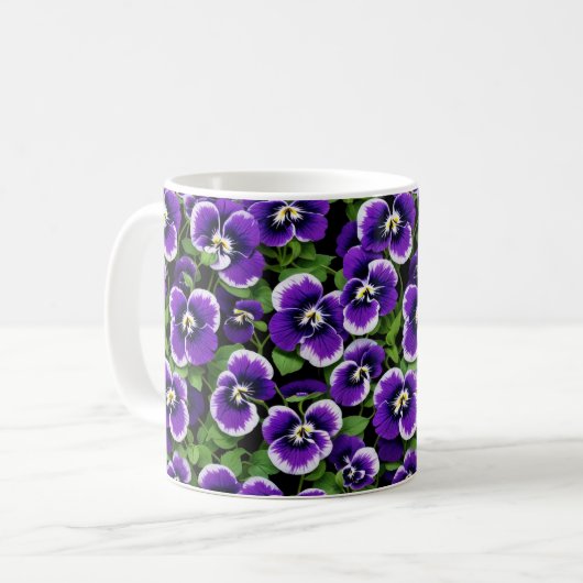 Mug Pansies violettes graphiques (Devant gauche)