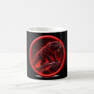 Mug Panthère noire volcanique posée sur une roche lumi