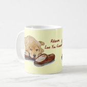 Mug pantoufles de caresse de chiot de chien mignon de (Devant gauche)