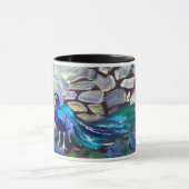 Mug paon bleu, peinture acrylique (Centre)