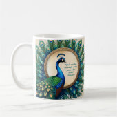 Mug Paon céleste fleuri Verset biblique  (Gauche)