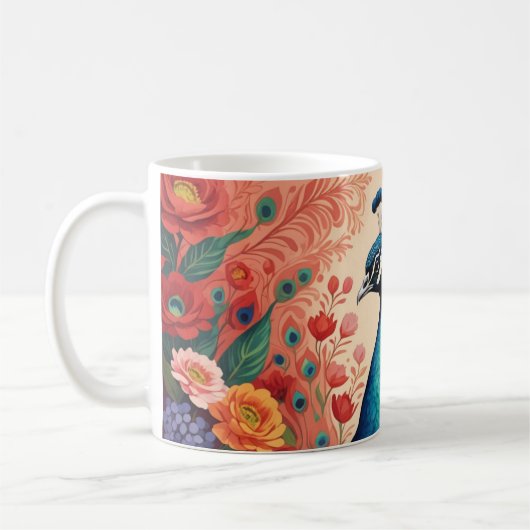 Mug Paon et fleurs (Gauche)