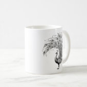 Mug Paon noir et blanc (Devant droit)