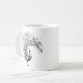 Mug Paon noir et blanc (Devant gauche)