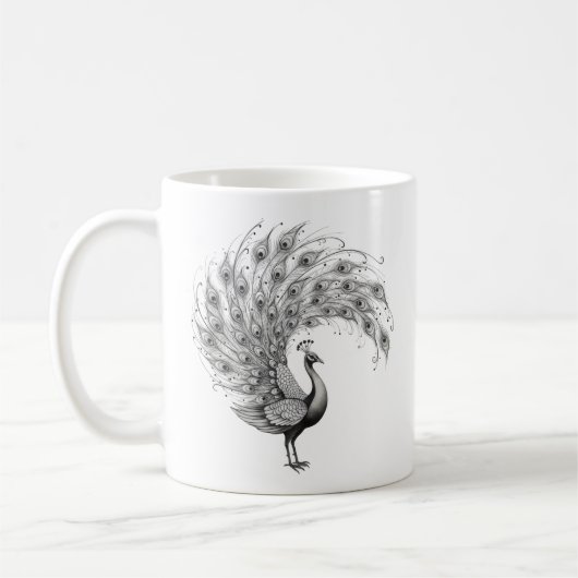 Mug Paon noir et blanc (Gauche)