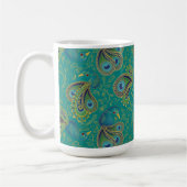 Mug Paon Paisley Royal Sarcelle Monogramme (Gauche)