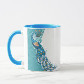 Mug Paon sur l'illustration turquoise (Gauche)