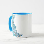 Mug Paon sur l'illustration turquoise (Devant gauche)