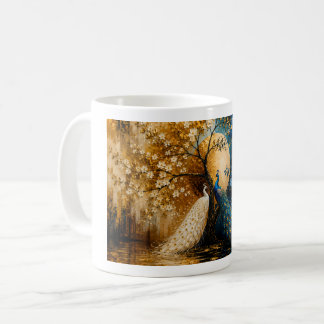 Mug Paons blancs et bleus élégants