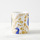 Mug paons chinois, sakura doré, aquarelle. (Centre)