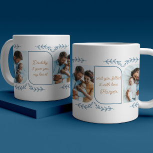 Mug Papa 3 Photo Vertical Mots d'amour Botanique