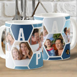 Mug Papa 5 Photo modifiable 4 lettres Bee et Honeypeb<br><div class="desc">Canette à café Honeypeb, personnalisée avec 5 de vos photos préférées et imprimée avec un nom de 4 lettres, comme PAPA. Le design comprend un collage photo en peigne de miel dans une palette de couleurs bleu et gris, avec une petite abeille mignonne. Si vous souhaitez modifier les couleurs, cliquez...</div>