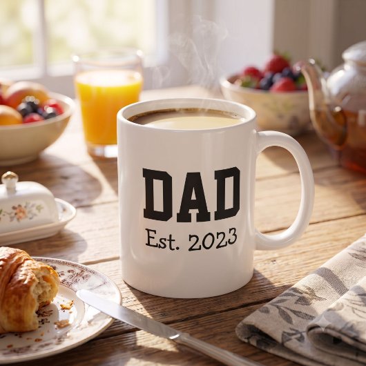 Mug Papa a établi un texte noir gras blanc