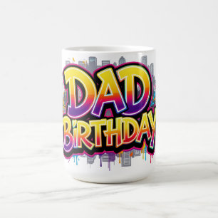 Mug Papa Anniversaire Ville Arc-en-ciel Graffiti
