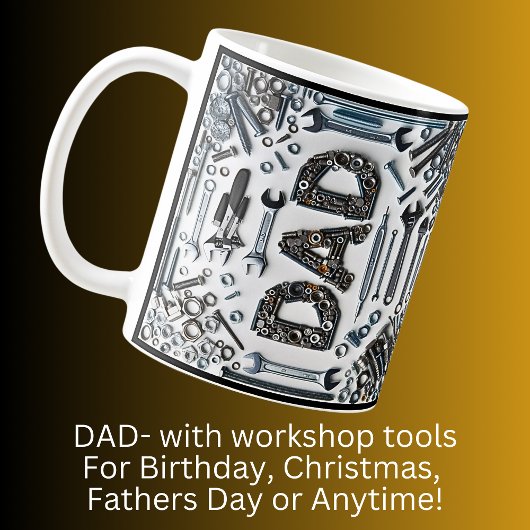 Mug Papa avec outils d'atelier, Fête des pères Anniver