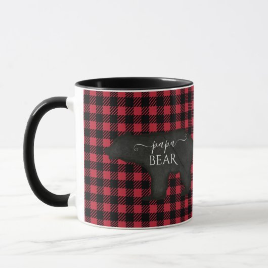 Mug Papa Bear Buffalo Check Black n Red Russe Farm (Gauche)
