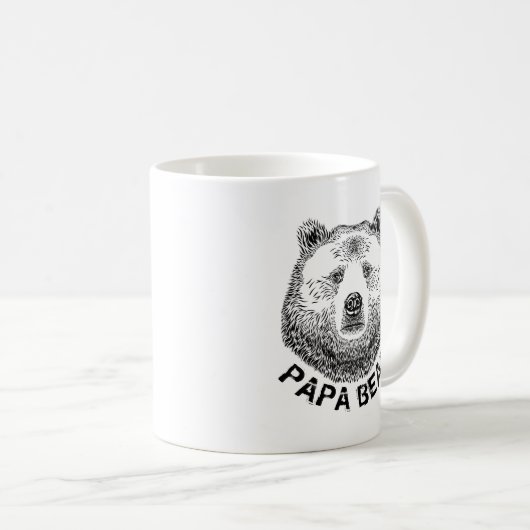 Mug Papa Bear, illustration tirée à la main (Devant droit)