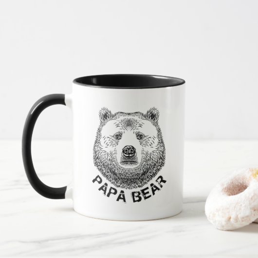 Mug Papa Bear, illustration tirée à la main (Avec donut)