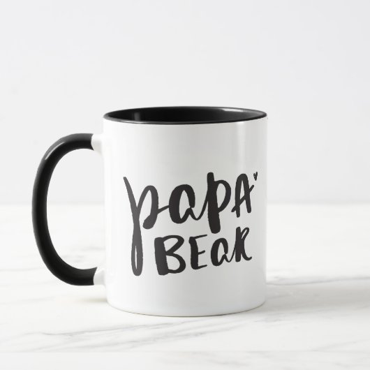 Mug PAPA BEAR noir minimaliste saisie à la main (Gauche)