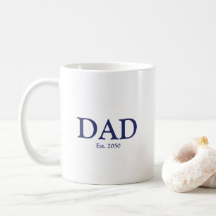 Mug Papa bleu marine blanc coutume date établie mignon